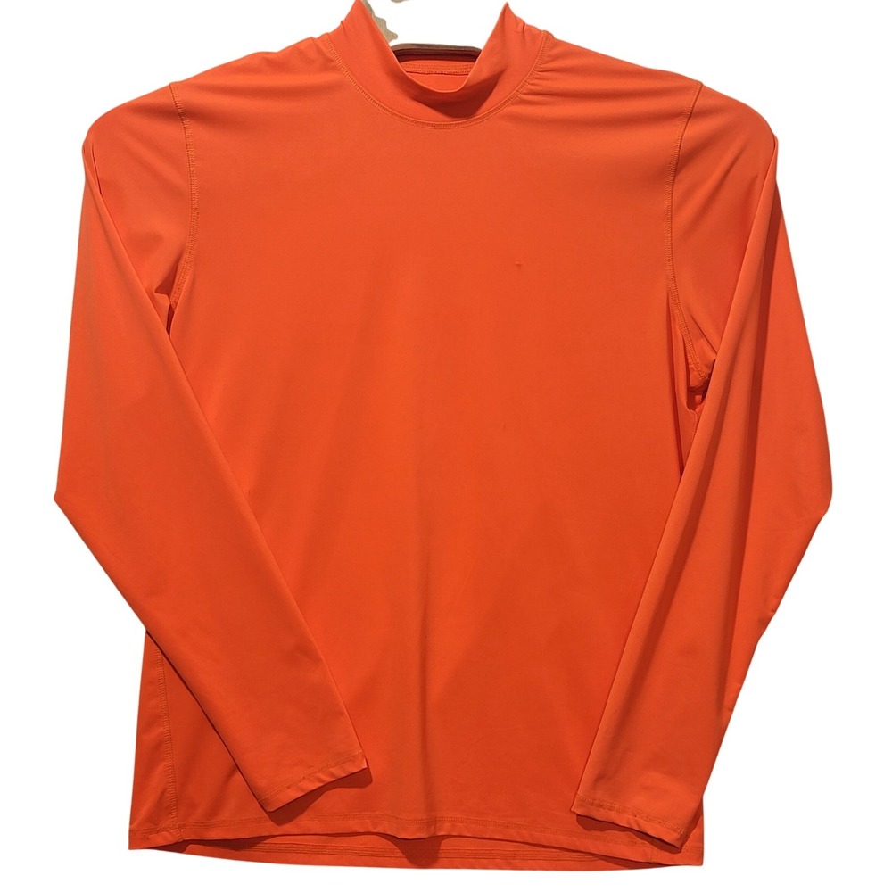 Energy Zone Mens XL Compression Fit Mock Neck Long Sleeve‎ Shirt Safety Orange